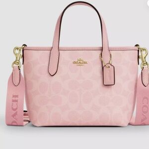 Coach City Mini Tote Bag In Signature Canvas Powder Pink